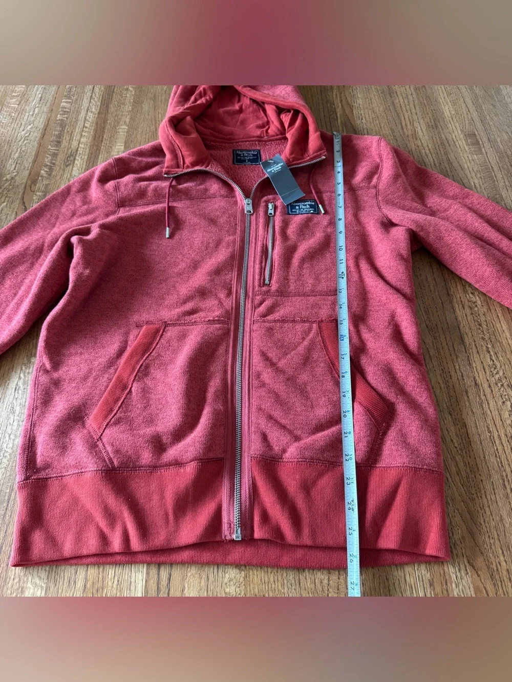 NWT Abercrombie & Fitch Sherpa Lined Full Zip Hoodie Heather Red Small